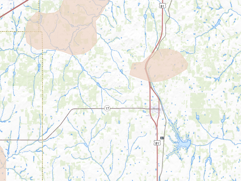 Radar-estimated hail-size map of the storm over Rush Springs, OK on May 9, 2026