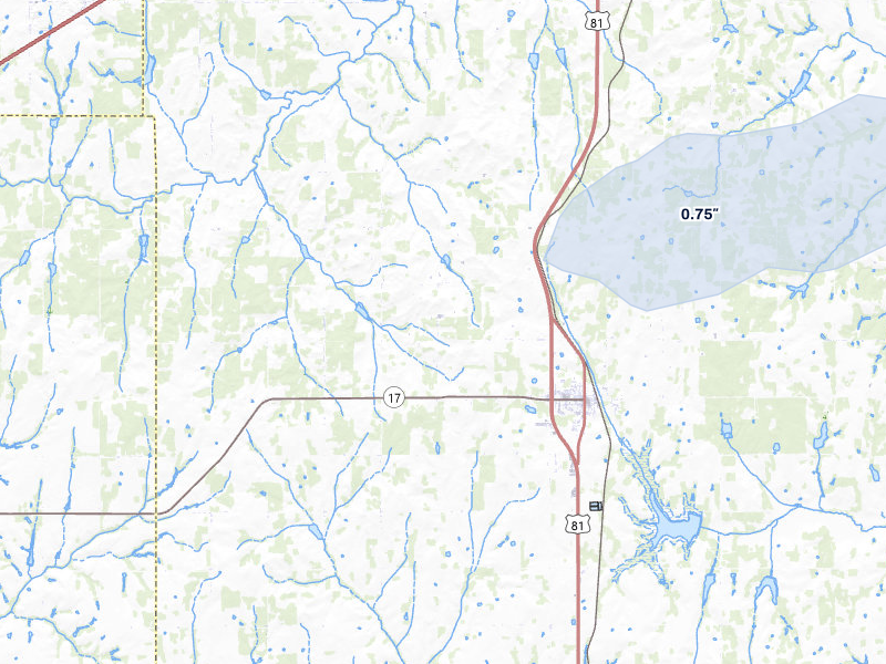 NEXRAD radar-signature map of the hail storm over Rush Springs, OK on May 10, 2026