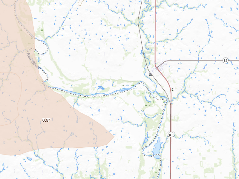 Radar-estimated hail-size map of the storm over Ryan, OK on Apr 26, 2026