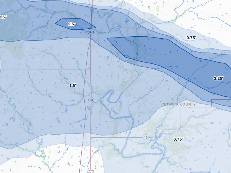 NEXRAD radar-signature map of the hail over S Coffeyville, OK