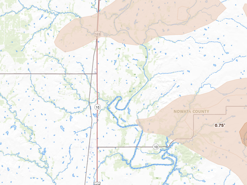 Radar-estimated hail-size map of the storm over S Coffeyville, OK on Jun 11, 2026