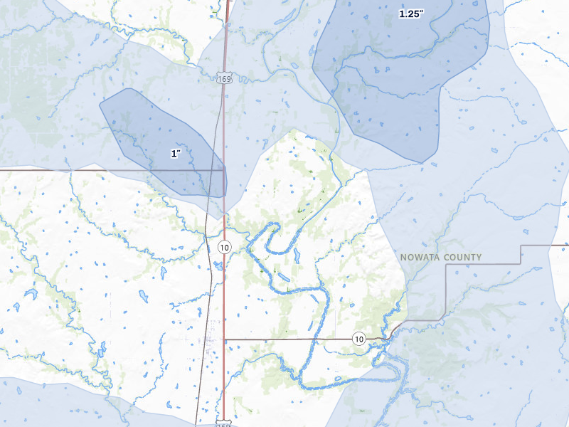 NEXRAD radar-signature map of the hail over S Coffeyville, OK