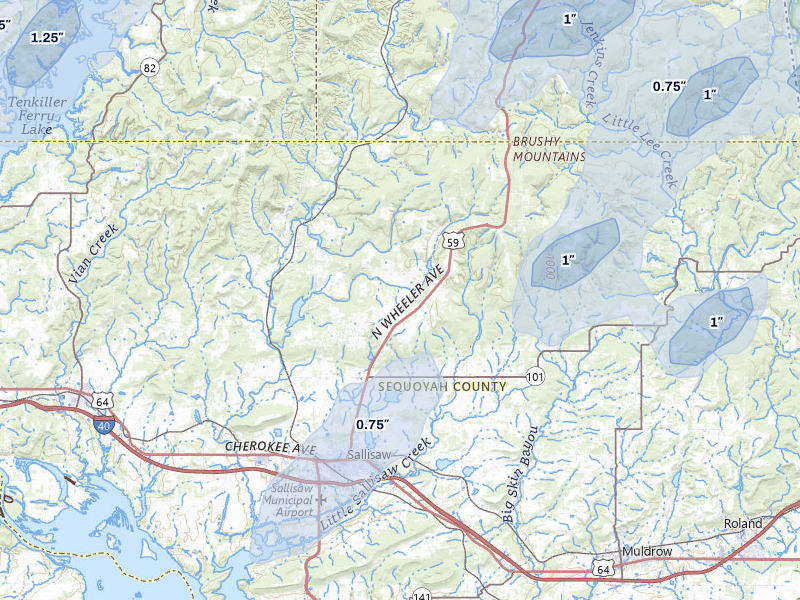 NEXRAD radar-signature map of the hail storm over Sallisaw, OK on Mar 6, 2026