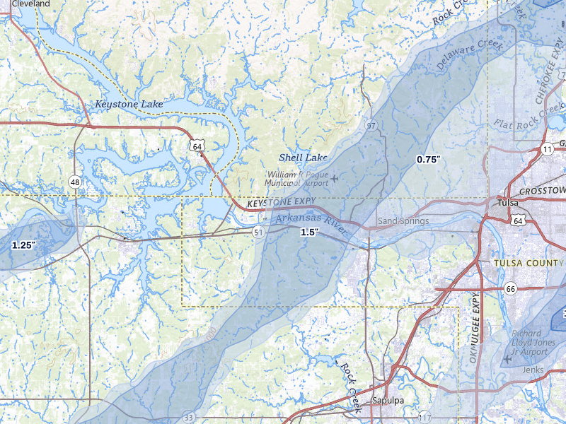 NEXRAD radar-signature map of the hail storm over Sand Springs, OK on Mar 6, 2026