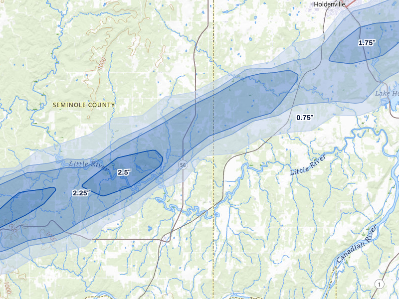 NEXRAD radar-signature map of the hail storm over Sasakwa, OK on Apr 28, 2026