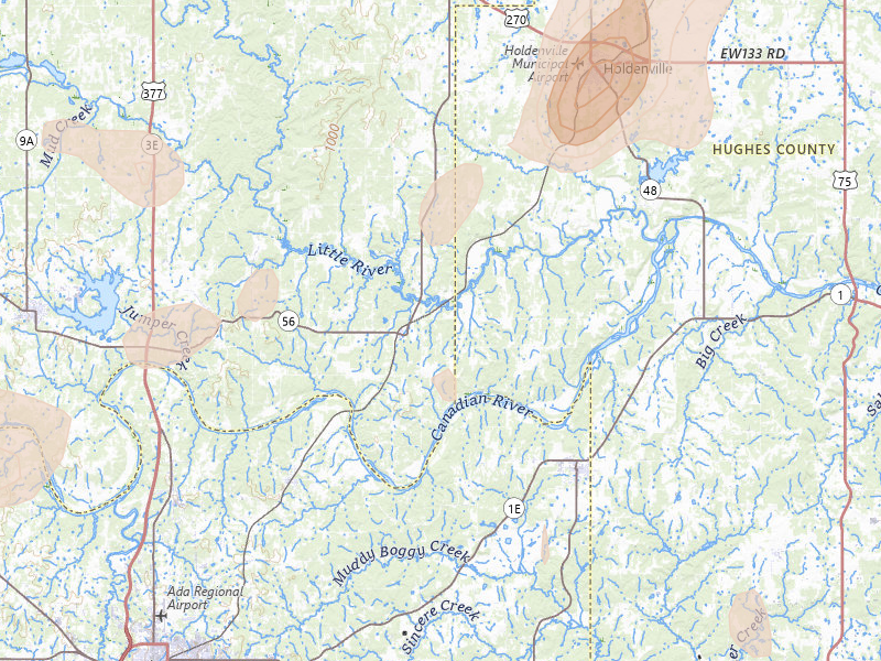 Radar-estimated hail-size map of the storm over Sasakwa, OK on Aug 7, 2026