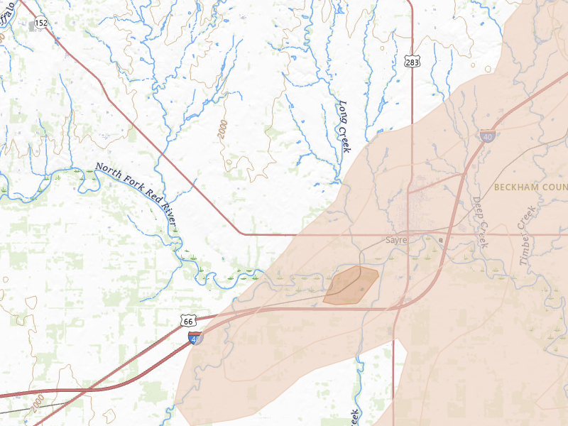 Radar-estimated hail-size map of the storm over Sayre, OK