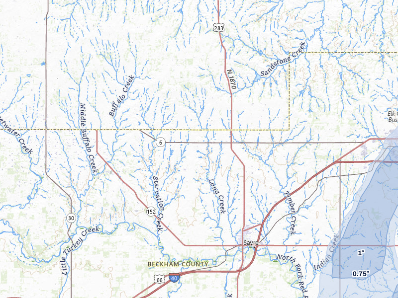 NEXRAD radar-signature map of the hail storm over Sayre, OK on May 18, 2026