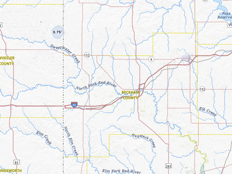 NEXRAD radar-signature map of the hail storm over Sayre, OK on Aug 26, 2026