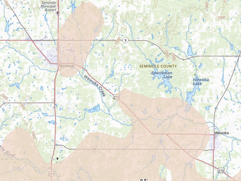 Radar-estimated hail-size map of the storm over Seminole, OK