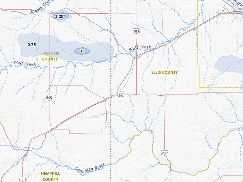NEXRAD radar-signature map of the hail storm over Shattuck, OK on May 10, 2026