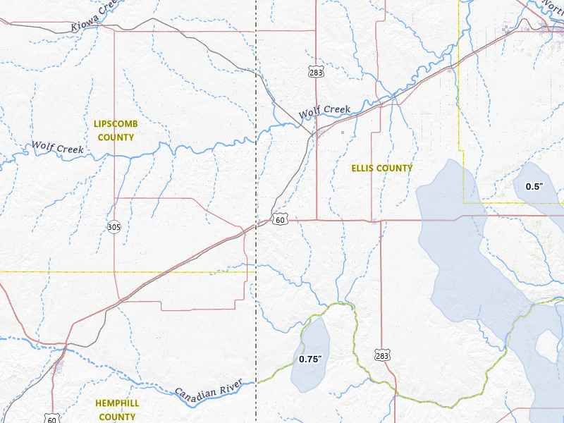 NEXRAD radar-signature map of the hail storm over Shattuck, OK on Jun 25, 2026