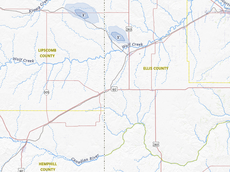 NEXRAD radar-signature map of the hail storm over Shattuck, OK on Jul 23, 2026