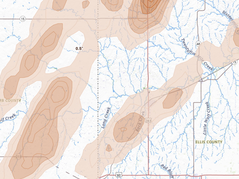Radar-estimated hail-size map of the storm over Shattuck, OK