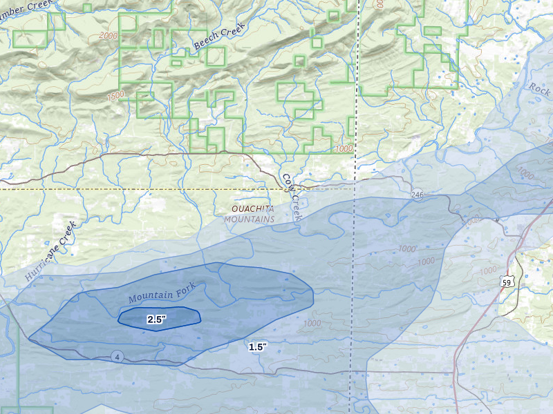 NEXRAD radar-signature map of the hail over Smithville, OK