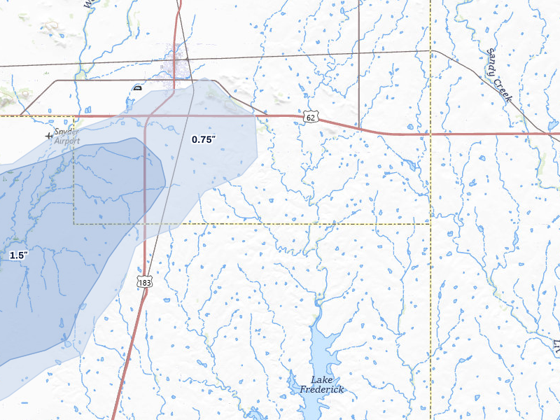 NEXRAD radar-signature map of the hail storm over Snyder, OK on Apr 3, 2026
