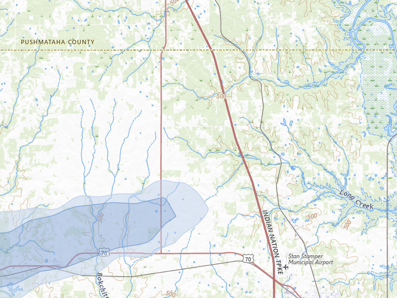 NEXRAD radar-signature map of the hail over Soper, OK