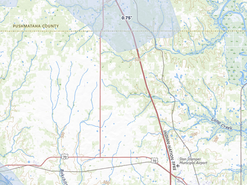 NEXRAD radar-signature map of the hail over Soper, OK