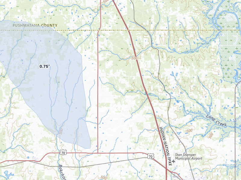 NEXRAD radar-signature map of the hail over Soper, OK
