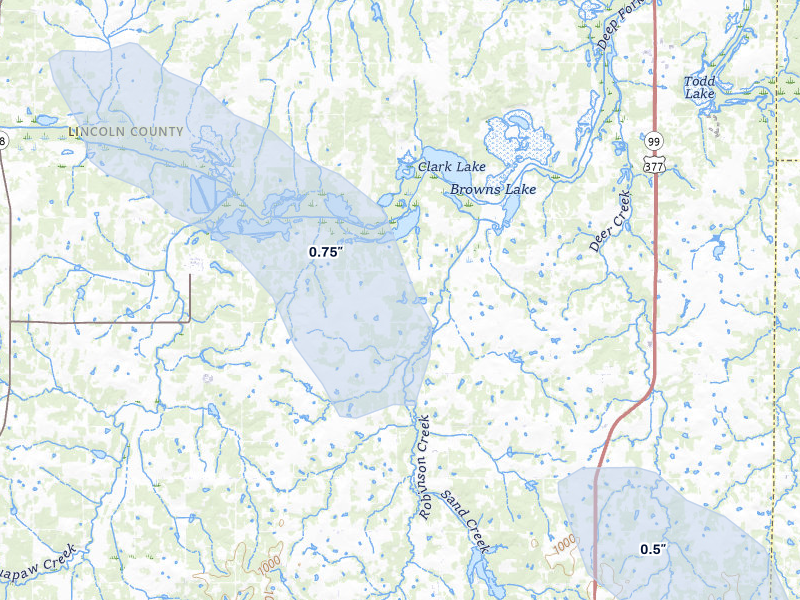 NEXRAD radar-signature map of the hail over Sparks, OK