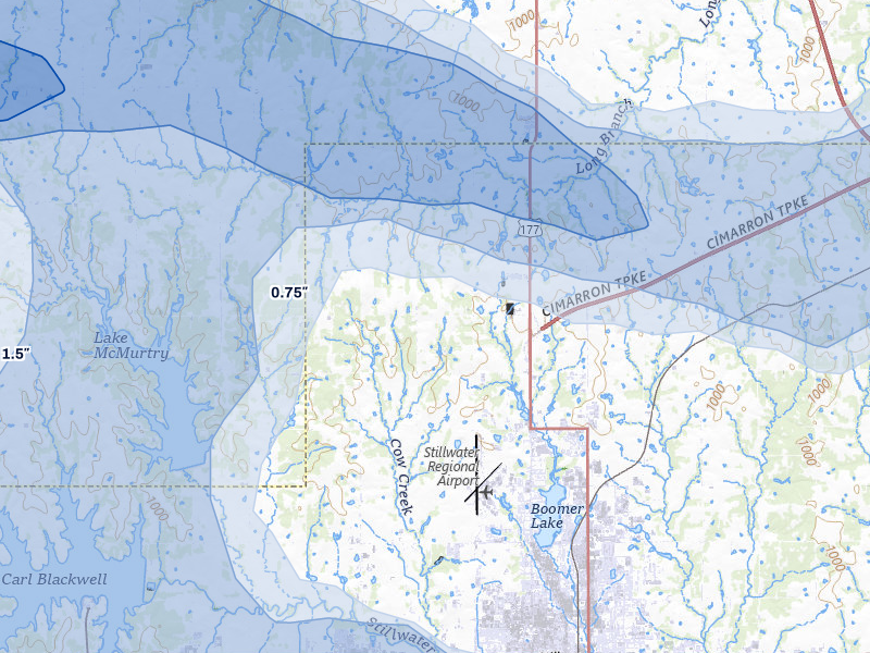 NEXRAD radar-signature map of the hail storm over Stillwater, OK on Jun 26, 2026