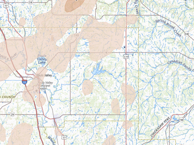 Radar-estimated hail-size map of the storm over Stratford, OK on Mar 6, 2026