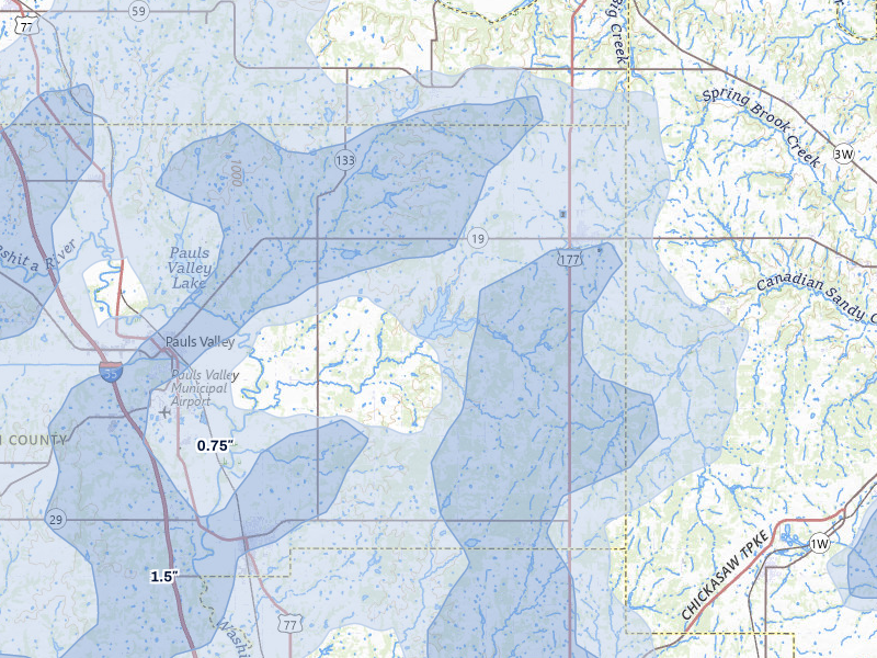 NEXRAD radar-signature map of the hail storm over Stratford, OK on Mar 6, 2026
