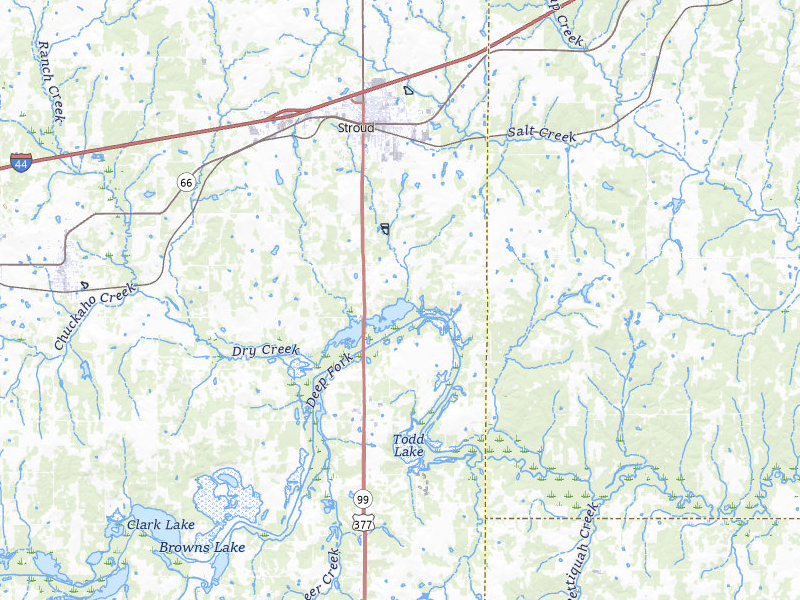 Radar-estimated hail-size map of the storm over Stroud, OK on Jun 23, 2026