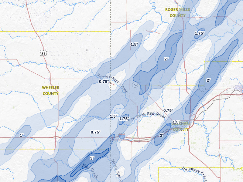 NEXRAD radar-signature map of the hail storm over Sweetwater, OK on Mar 5, 2026
