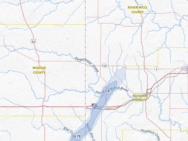 NEXRAD radar-signature map of the hail storm over Sweetwater, OK on Apr 1, 2026