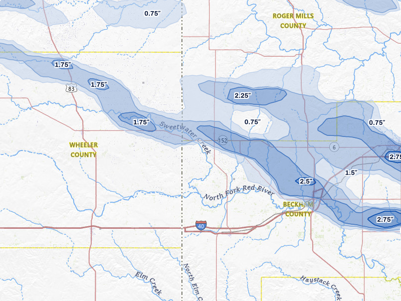 NEXRAD radar-signature map of the hail over Sweetwater, OK