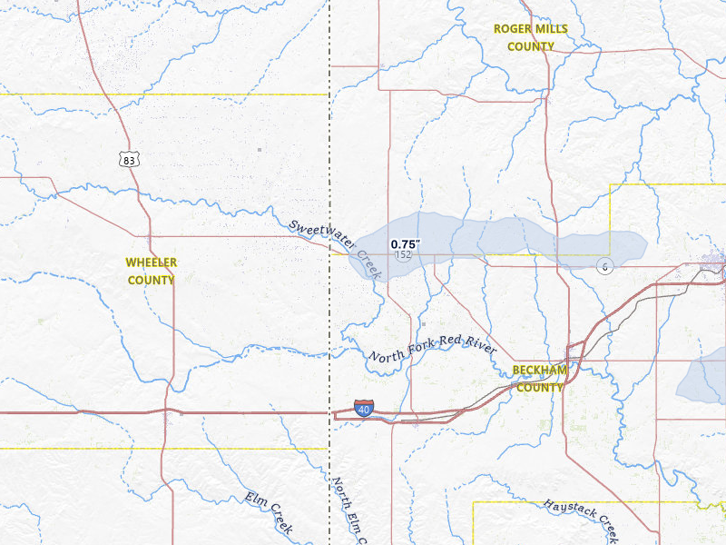 NEXRAD radar-signature map of the hail storm over Sweetwater, OK on May 15, 2026