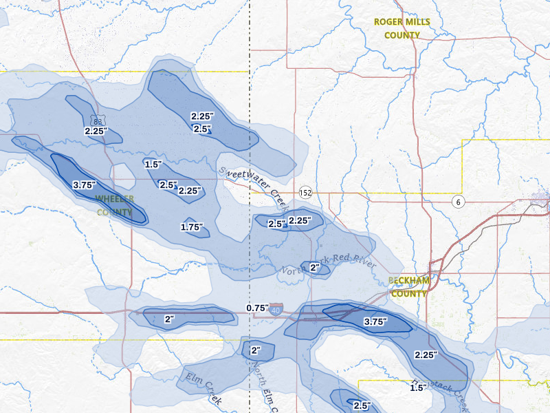 NEXRAD radar-signature map of the hail storm over Sweetwater, OK on Jun 25, 2026