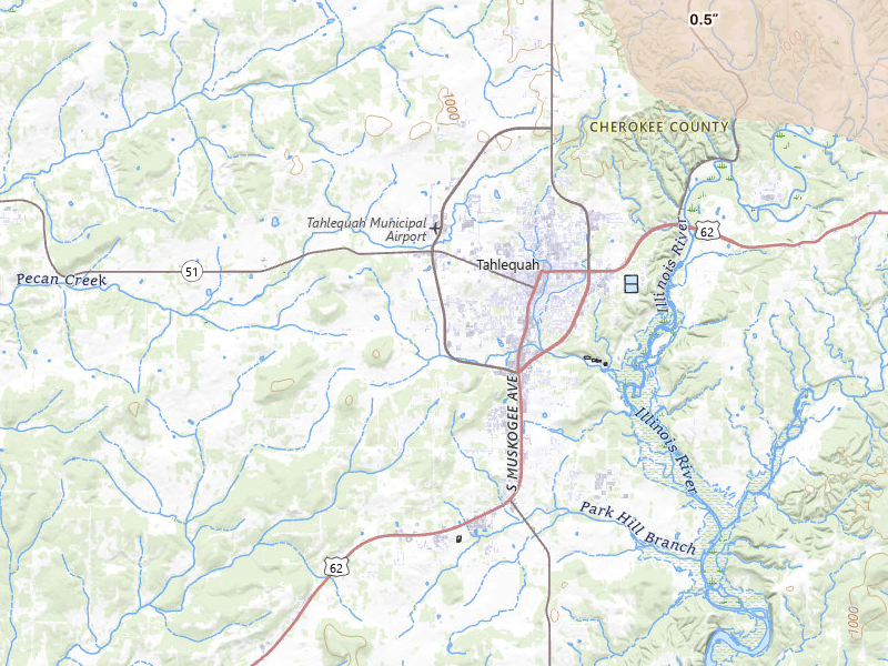 Radar-estimated hail-size map of the storm over Tahlequah, OK on Apr 25, 2026