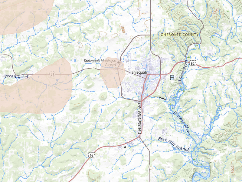 Radar-estimated hail-size map of the storm over Tahlequah, OK on Apr 28, 2026