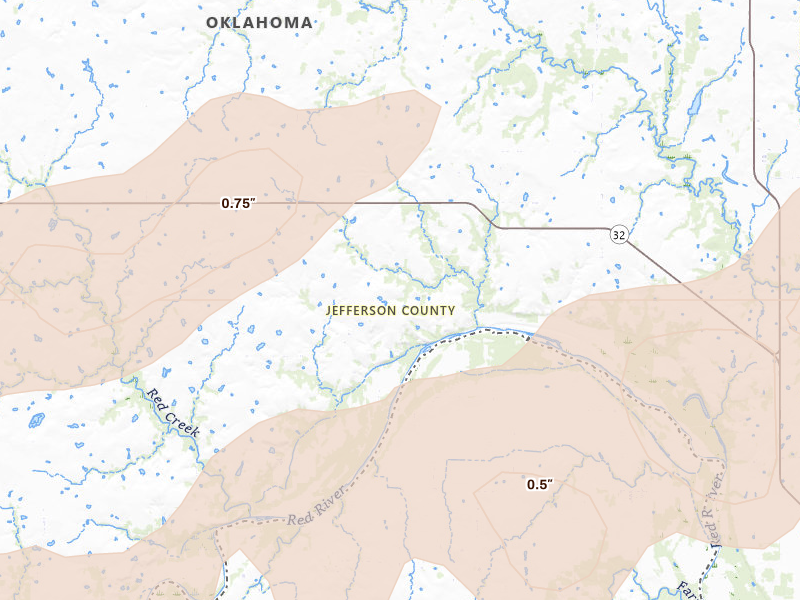 Radar-estimated hail-size map of the storm over Terral, OK