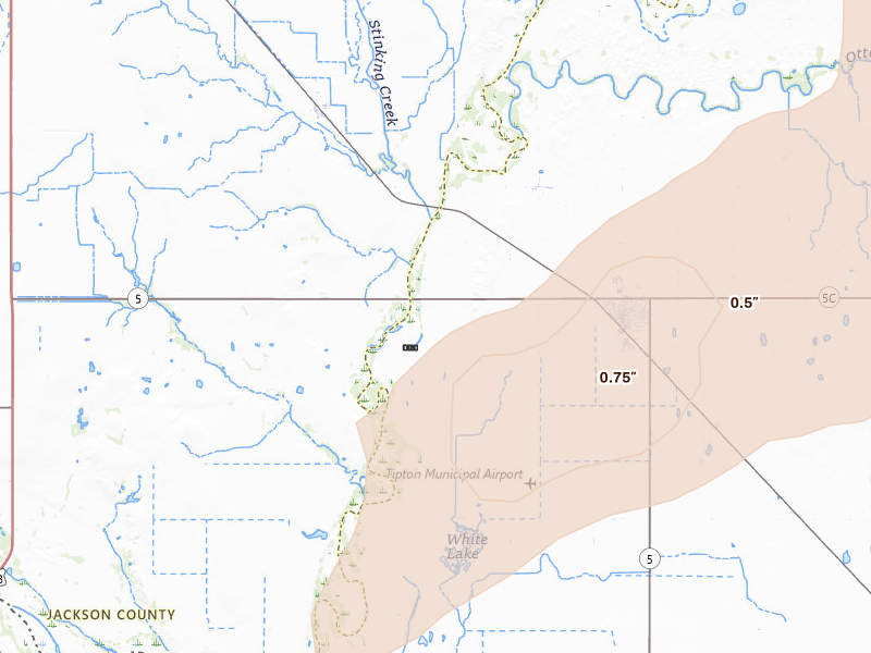 Radar-estimated hail-size map of the storm over Tipton, OK on Apr 3, 2026