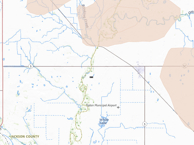 Radar-estimated hail-size map of the storm over Tipton, OK on Jul 4, 2026