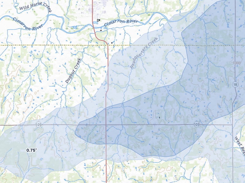 NEXRAD radar-signature map of the hail storm over Tryon, OK on Apr 28, 2026