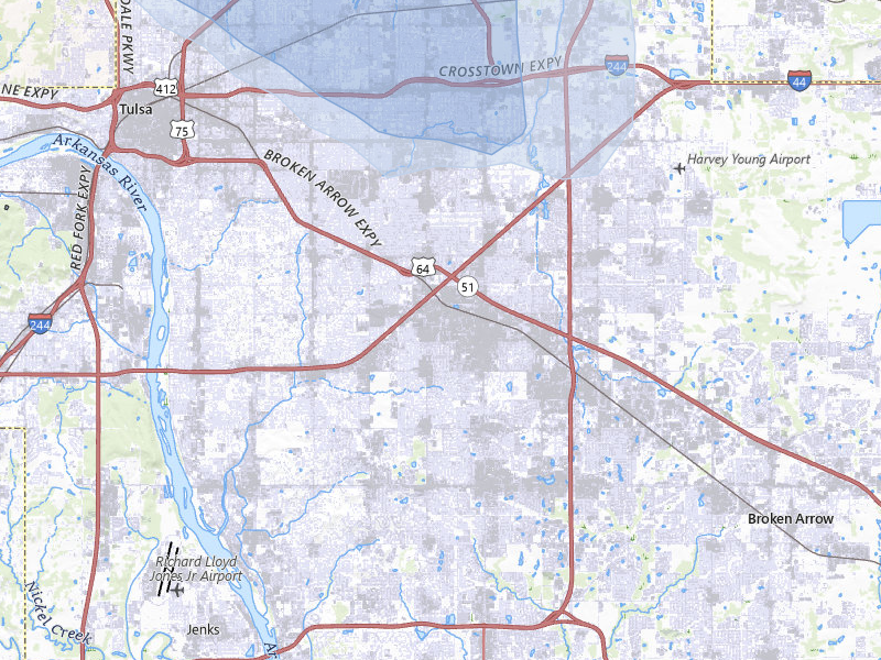 NEXRAD radar-signature map of the hail storm over Tulsa, OK on May 8, 2026