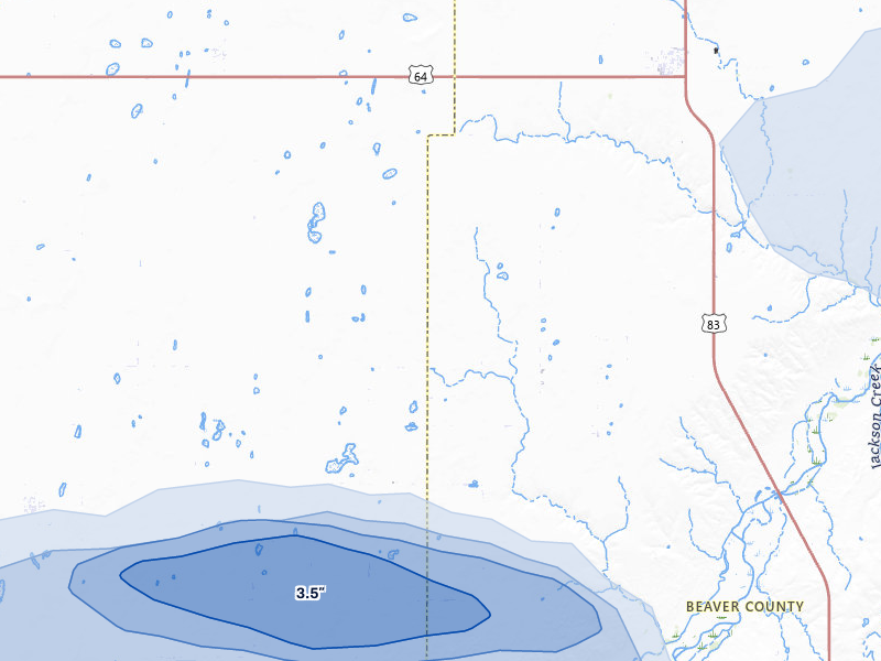 NEXRAD radar-signature map of the hail storm over Turpin, OK on Aug 6, 2026