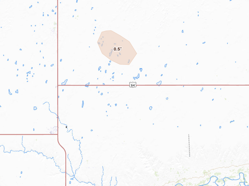 Radar-estimated hail-size map of the storm over Turpin, OK on Aug 25, 2026