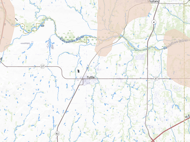 Radar-estimated hail-size map of the storm over Tuttle, OK on Jun 23, 2026