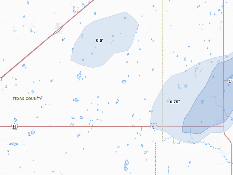 NEXRAD radar-signature map of the hail storm over Tyrone, OK on Jul 9, 2026