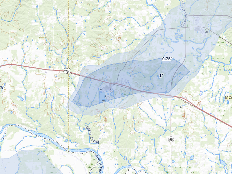 NEXRAD radar-signature map of the hail storm over Valliant, OK on Apr 27, 2026