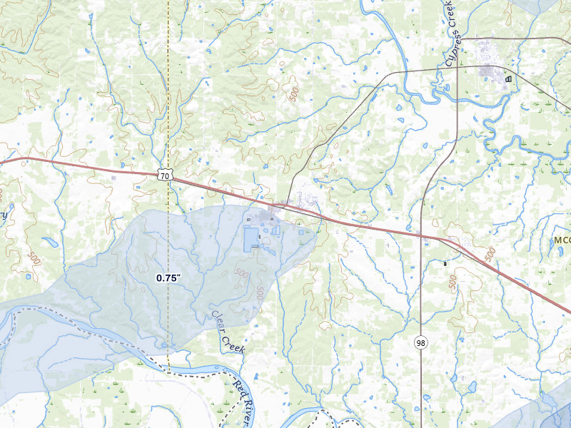 NEXRAD radar-signature map of the hail storm over Valliant, OK on Apr 28, 2026