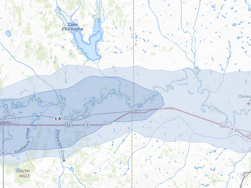 NEXRAD radar-signature map of the hail storm over Verden, OK on Apr 3, 2026