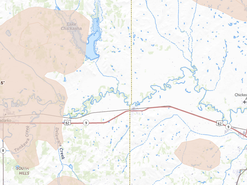 Radar-estimated hail-size map of the storm over Verden, OK on May 9, 2026
