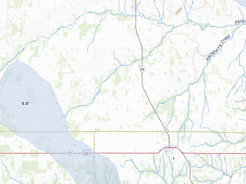 NEXRAD radar-signature map of the hail storm over Vici, OK on Jun 25, 2026