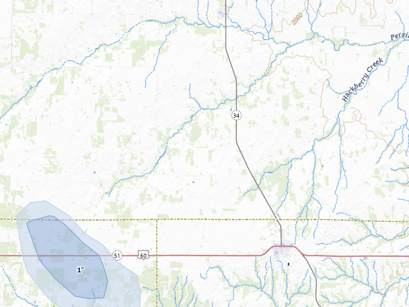 NEXRAD radar-signature map of the hail storm over Vici, OK on Jun 26, 2026